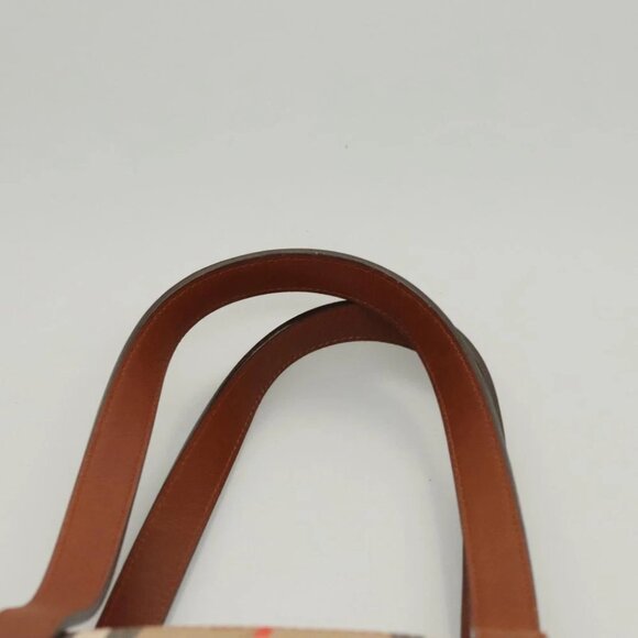 BURBERRY Nova Check Tote Bag Canvas Beige Gold Auth - Picture 12 of 15